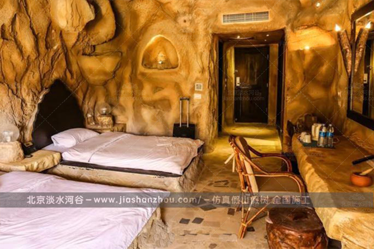 山西大同人工洞穴酒店創意加入壁爐設計使冬天溫暖而舒適