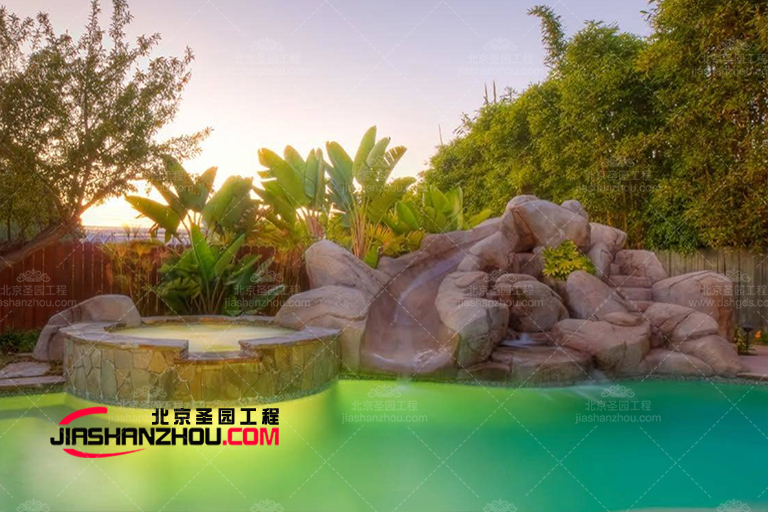 天然景觀石泰山大型塑石假山庭院景觀設計效果圖