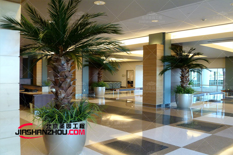 展示北京廠家內工程美的三亞美高梅酒店棕櫚人工熱帶仿真樹