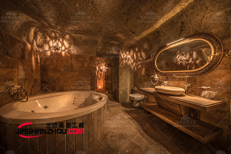 仿真洞穴酒店衛浴裝修設計施工_特色人造山洞衛浴案例欣賞