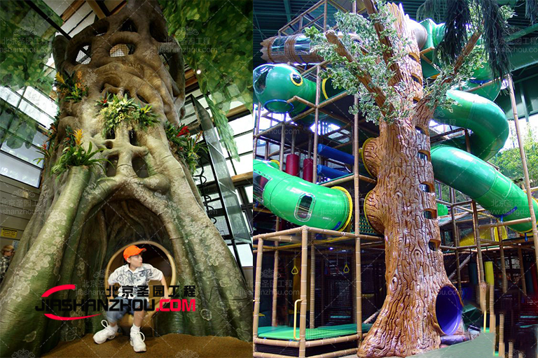 南京游樂園門廊仿真樹裝飾設計—舒適溫馨