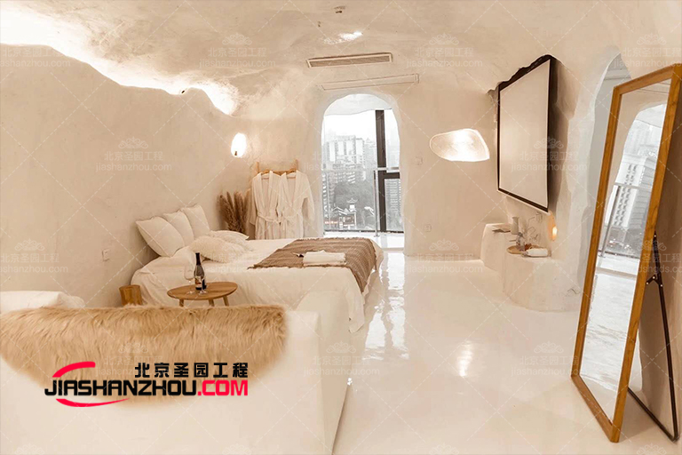 現代鹽浴鹽療汗蒸房散發著優雅和質樸的魅力