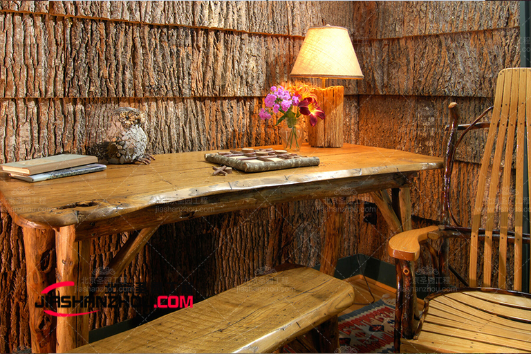 仿真樹皮瓦墻面裝飾為酒店房間帶來簡折衷主義的感覺