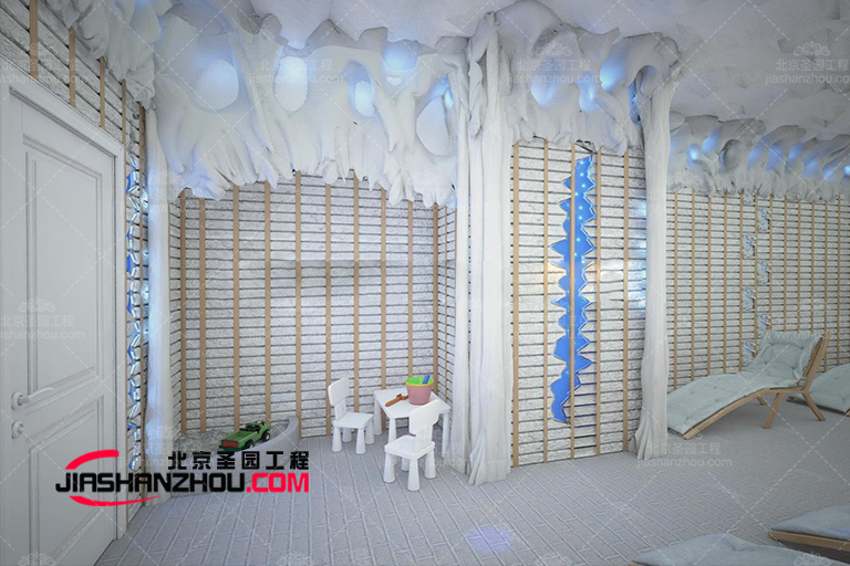 現代喜馬拉雅鹽療房間布局很好地利用了它有限的空間