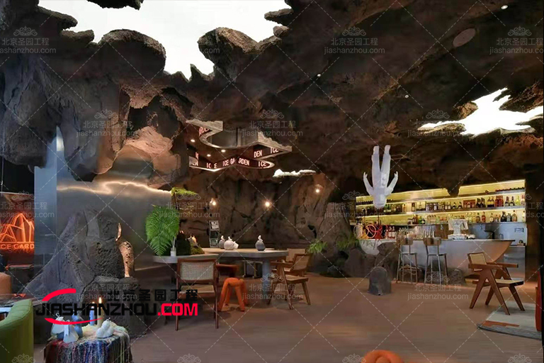 美麗的中式鄉村花園式人造窯洞餐廳房設計制作