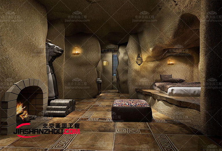 海南現代仿真山洞別墅民宿僅僅照明布局就大有文章