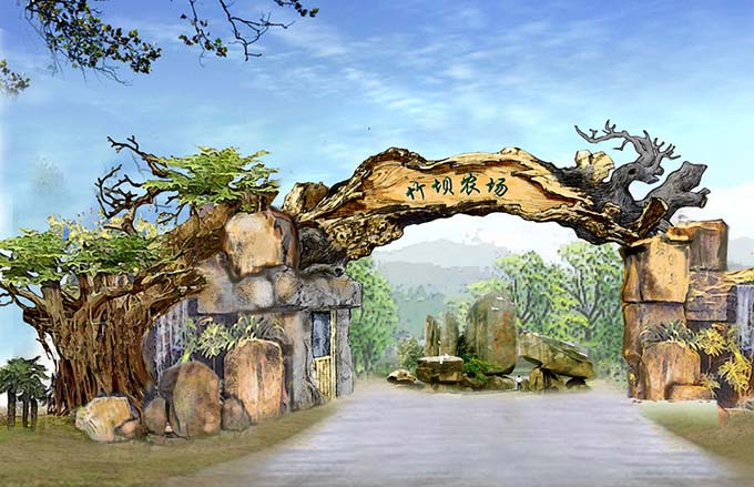 山東煙臺仿真樹大門制作 假樹大門所賦予的精神藝術